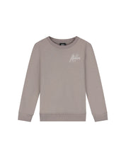 Malelions Junior Streifenpullover mit charakteristischer Aufschrift | Graubraun/Cremeweiß