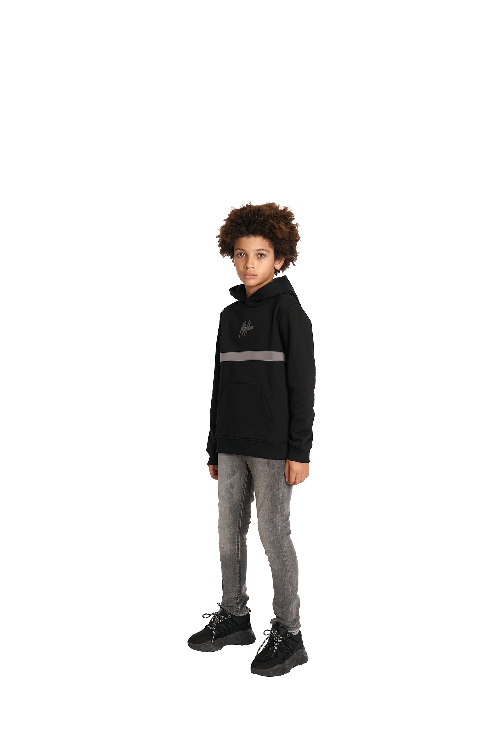Malelions Junior Tube Hoodie | Schwarz/Anthrazit