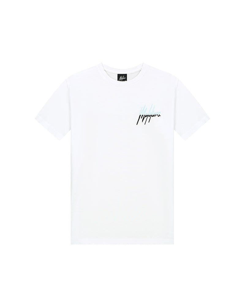  Malelions Junior Split T-Shirt | White/Light Blue