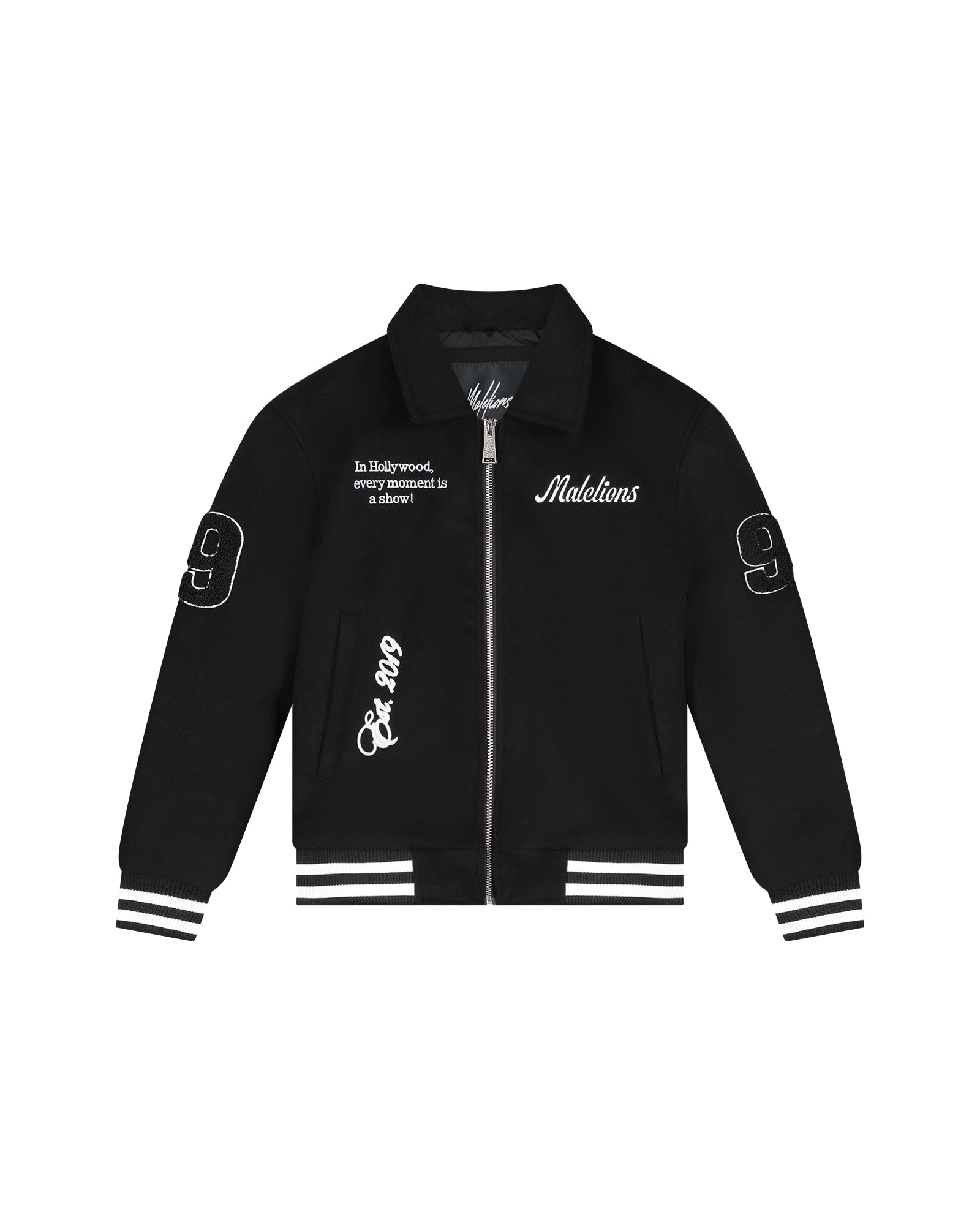 Malelions Junior Famous Varsity Jacket | Black/White