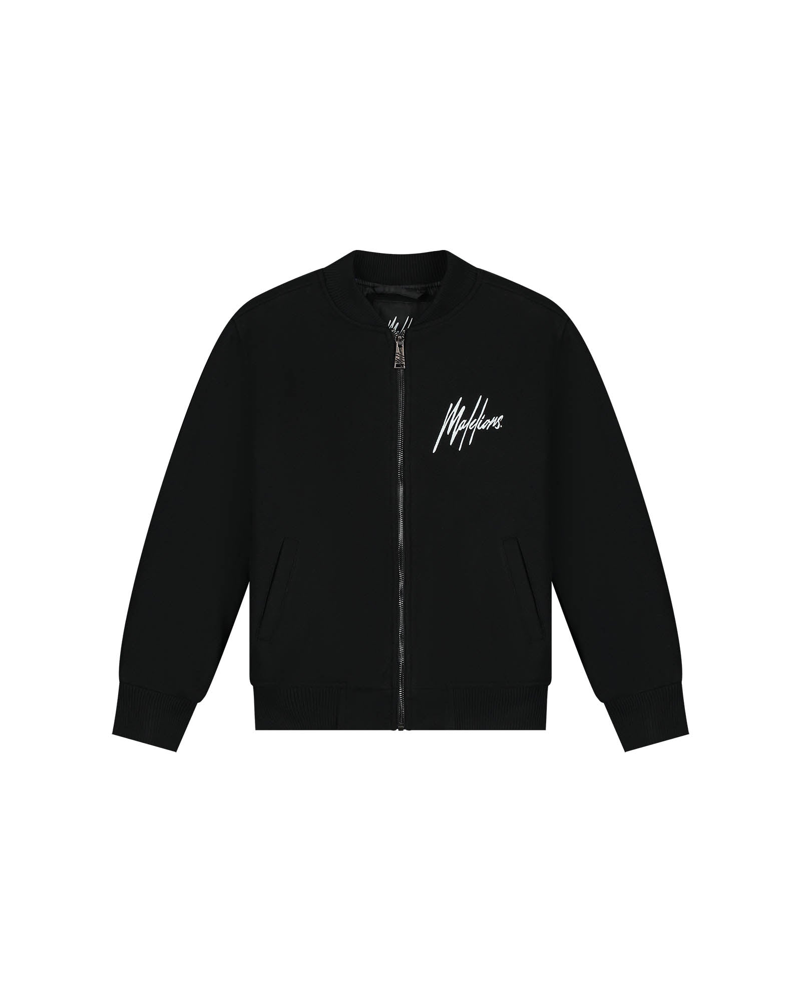 Malelions Junior Clean Varsity Jacket | Black/White