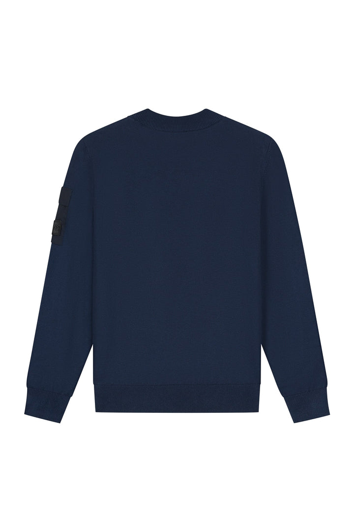 MJ2-AW25-21_303_Malelions_Junior_Knitted_Pocket_Sweater_Navy_Back.jpg