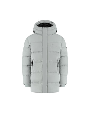 Malelions Junior Mid Length Puffer Jacket | Aqua Grey