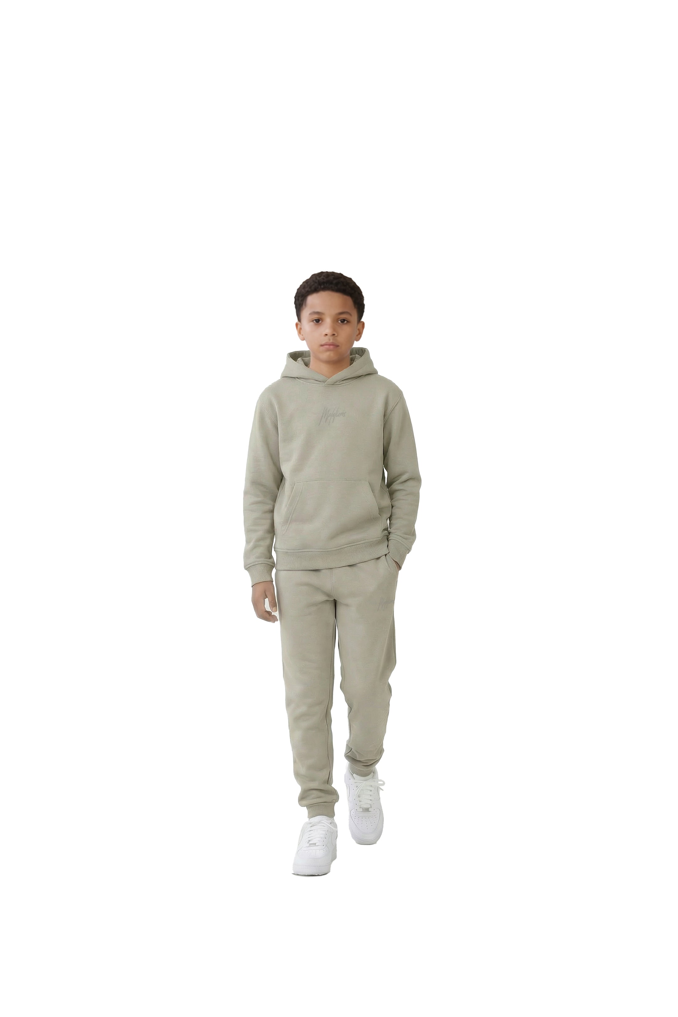 Malelions Junior Striped Signature Hoodie | Olive Green
