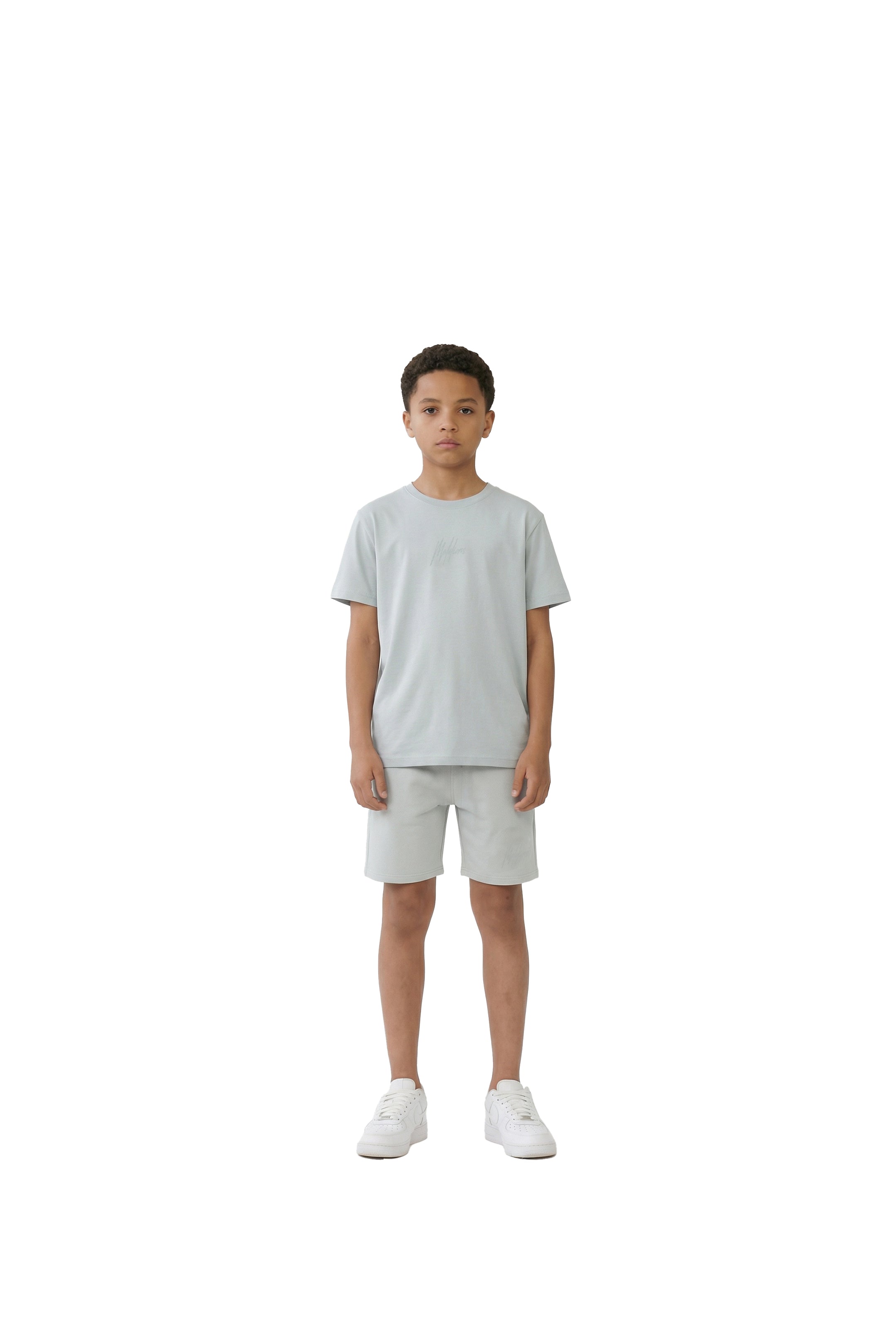 Malelions Junior Striped Signature T-Shirt | Ocean Grey