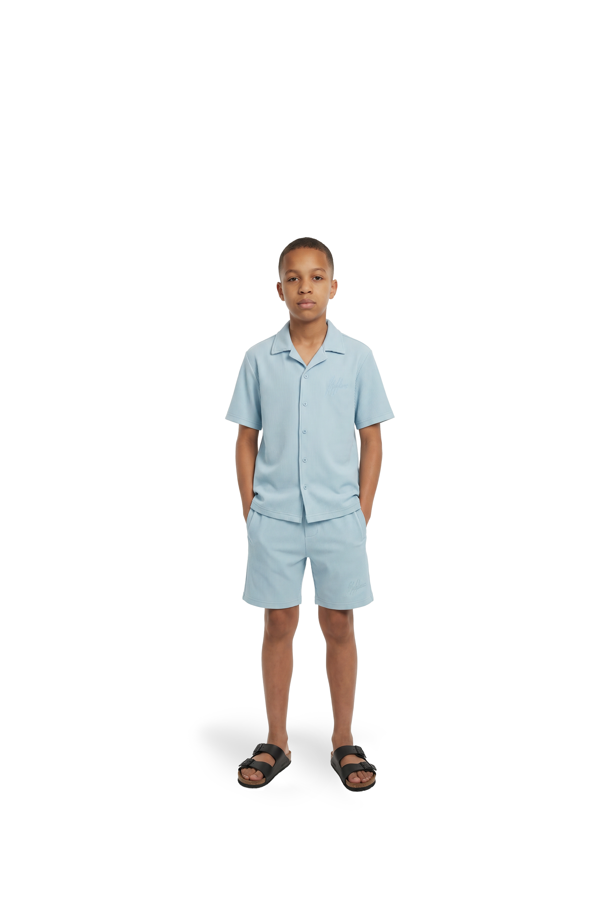 Malelions Junior Horizon Ribbed Shorts | Light Blue