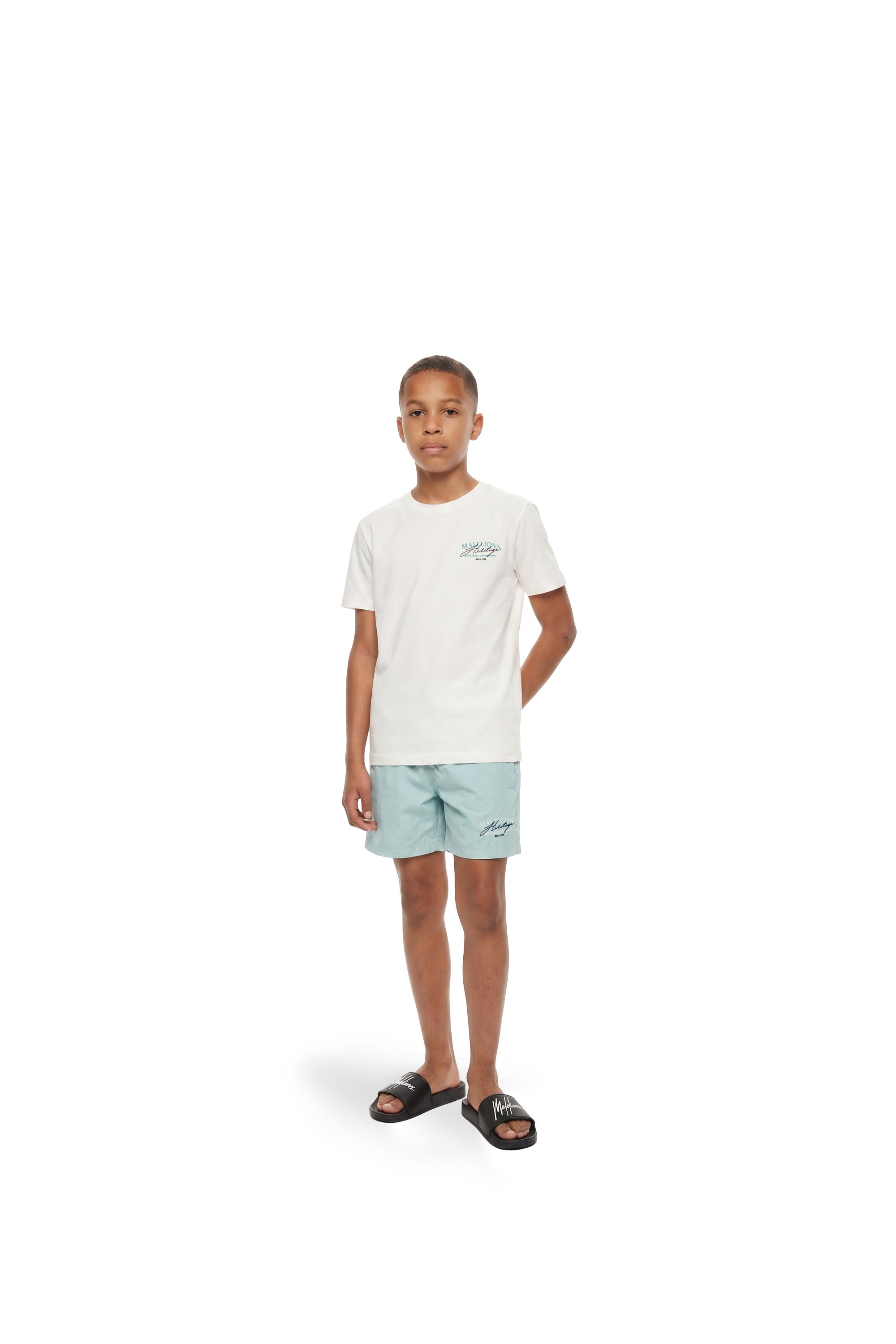 Malelions Junior Heritage Swim Shorts | Dusty Turquoise