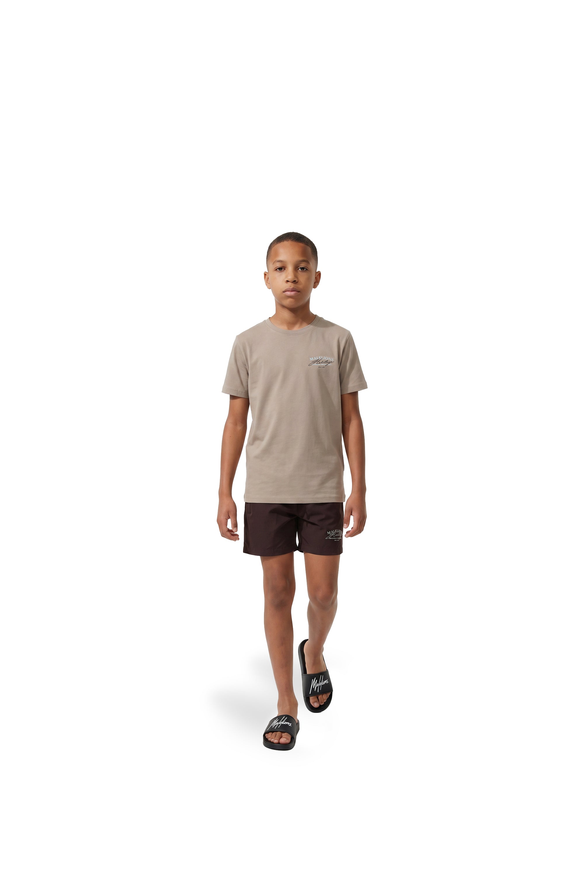 Malelions Junior Heritage Swim Shorts | Dark Brown