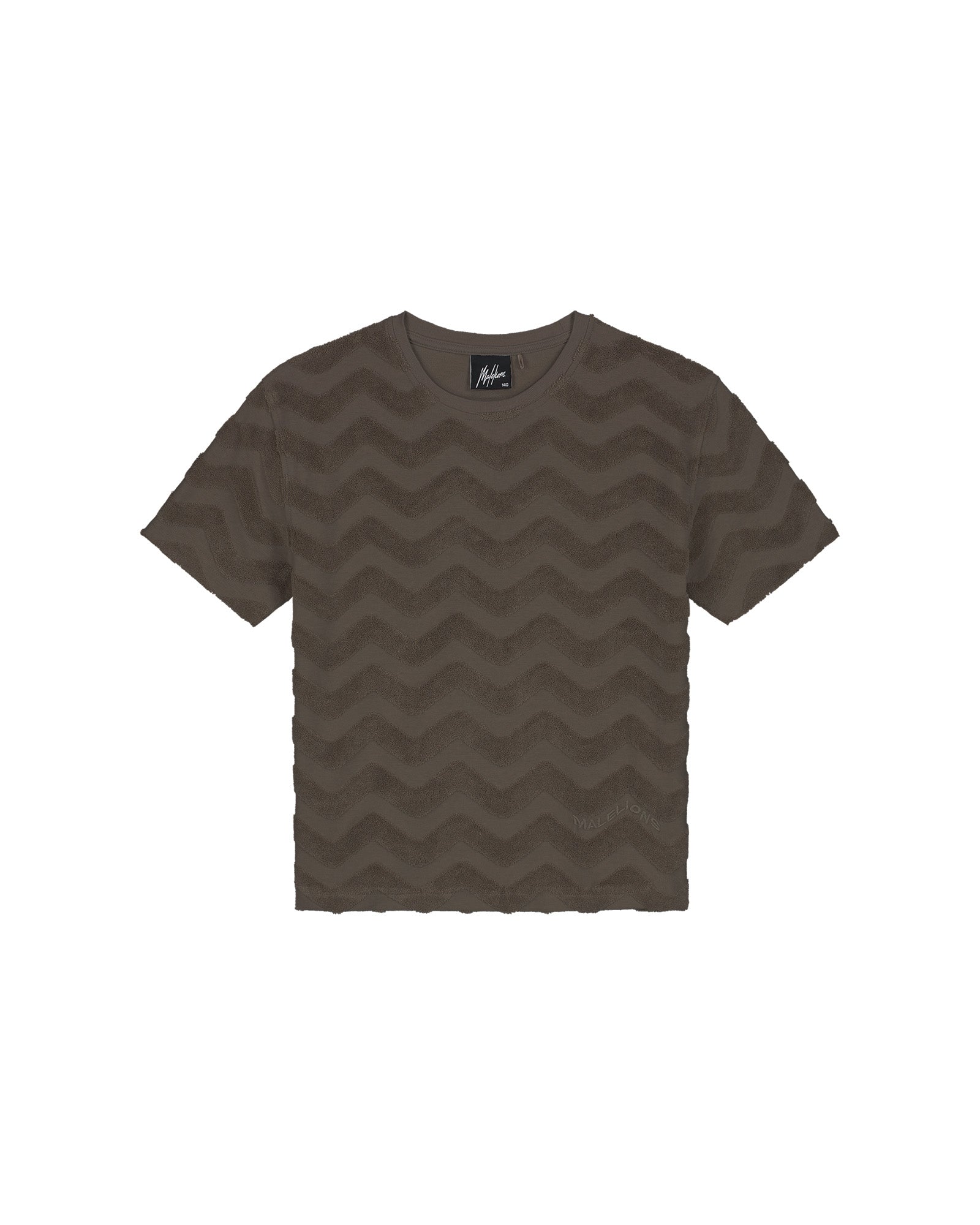 Malelions Junior Jacquard Wavy Towelling T-Shirt | Dark Brown