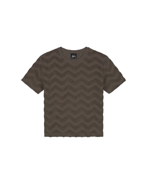 Malelions Junior Jacquard Wavy Towelling T-Shirt | Dark Brown
