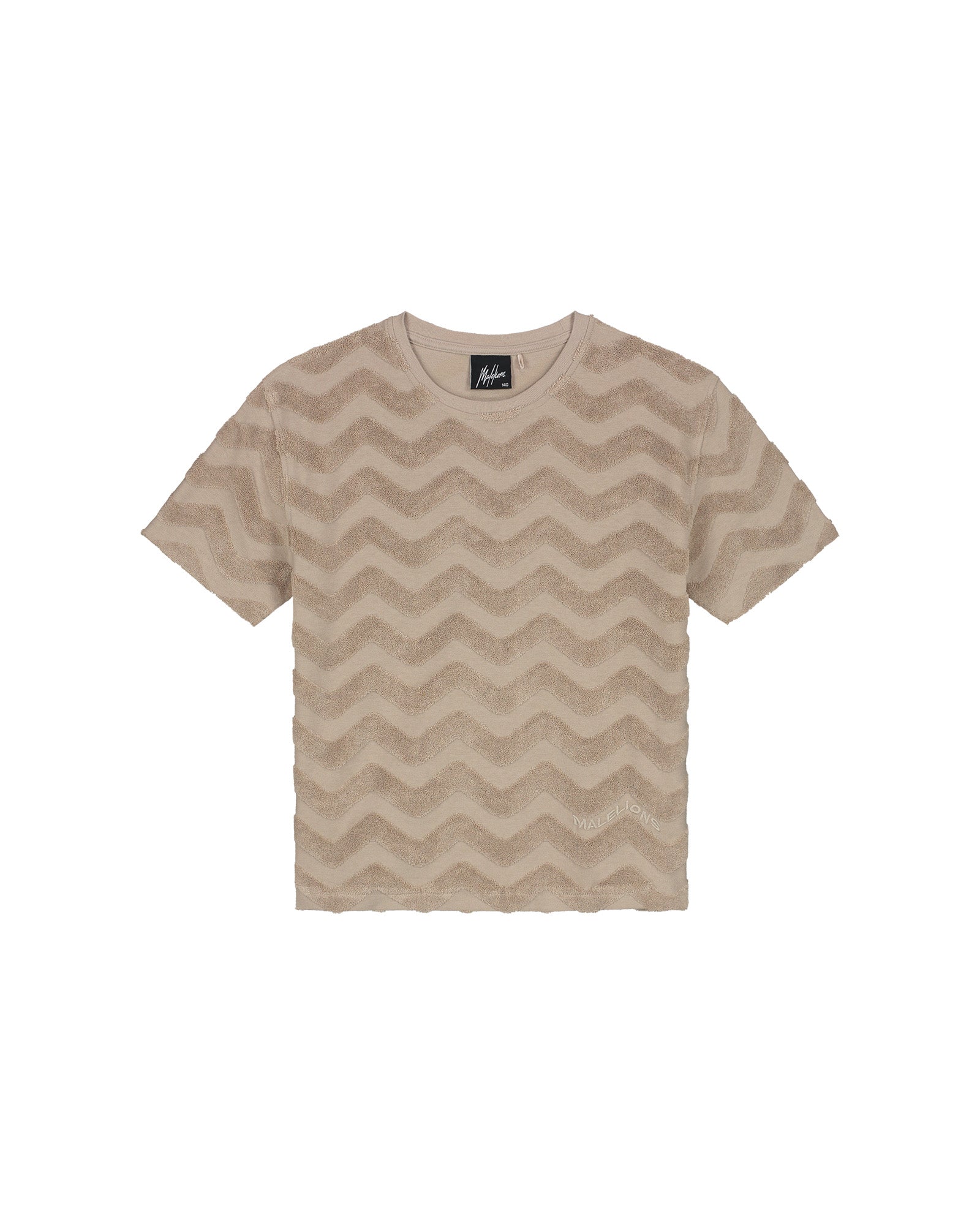 Malelions Junior Jacquard Wavy Towelling T-Shirt | Dark Taupe