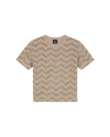  Malelions Junior Jacquard Wavy Towelling T-Shirt | Dark Taupe