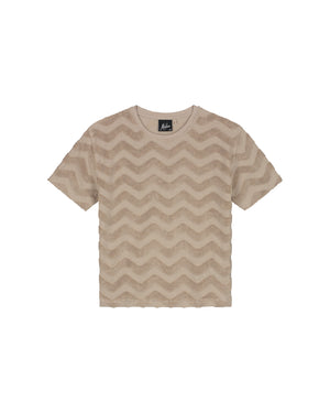 Malelions Junior Jacquard Wavy Towelling T-Shirt | Dark Taupe