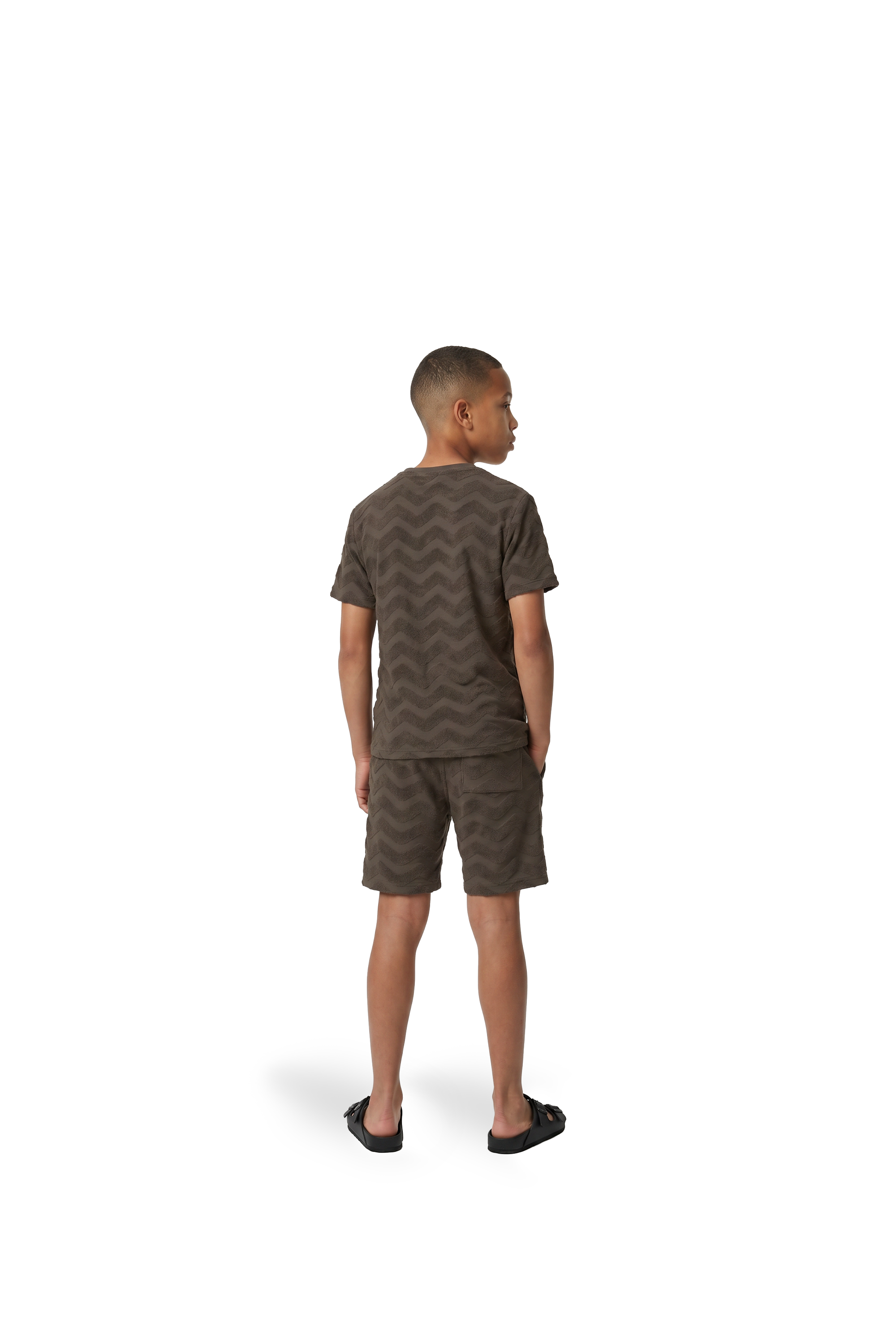 Malelions Junior Jacquard Wavy Towelling Shorts | Dark Brown