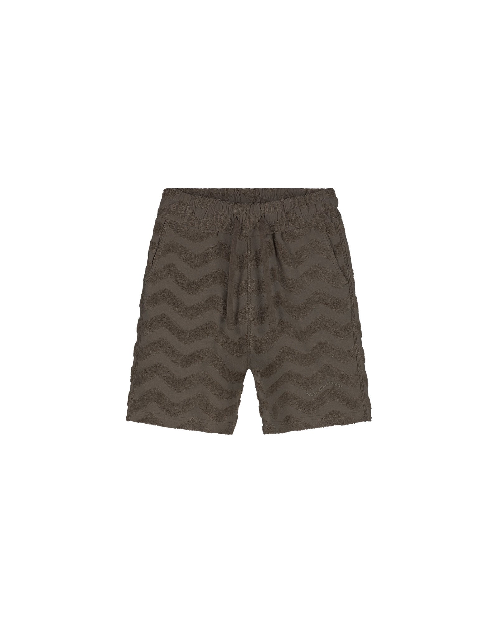 Malelions Junior Jacquard Wavy Towelling Shorts | Dark Brown
