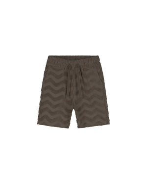 Malelions Junior Jacquard Wavy Towelling Shorts | Dark Brown