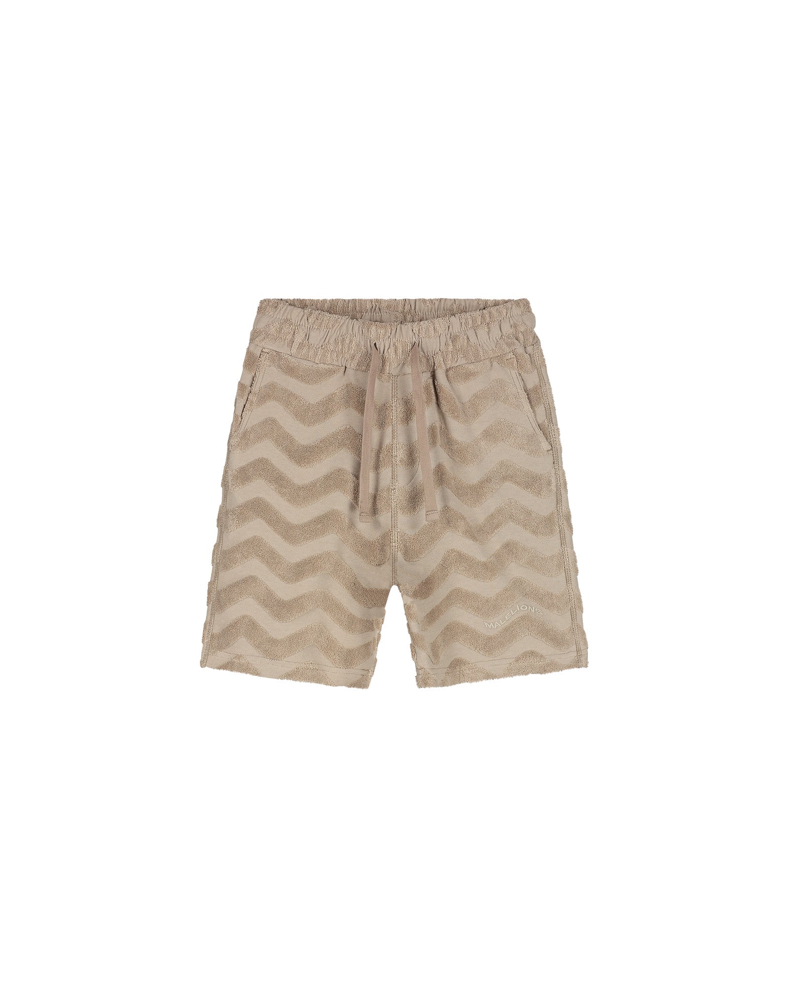 Malelions Junior Jacquard Wavy Towelling Shorts | Dark Taupe