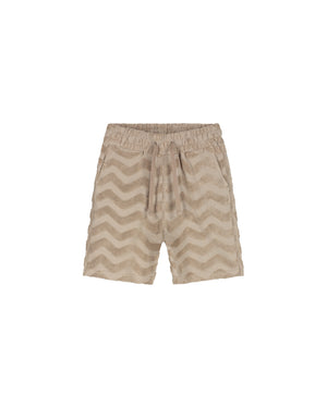 Malelions Junior Jacquard Wavy Towelling Shorts | Dark Taupe