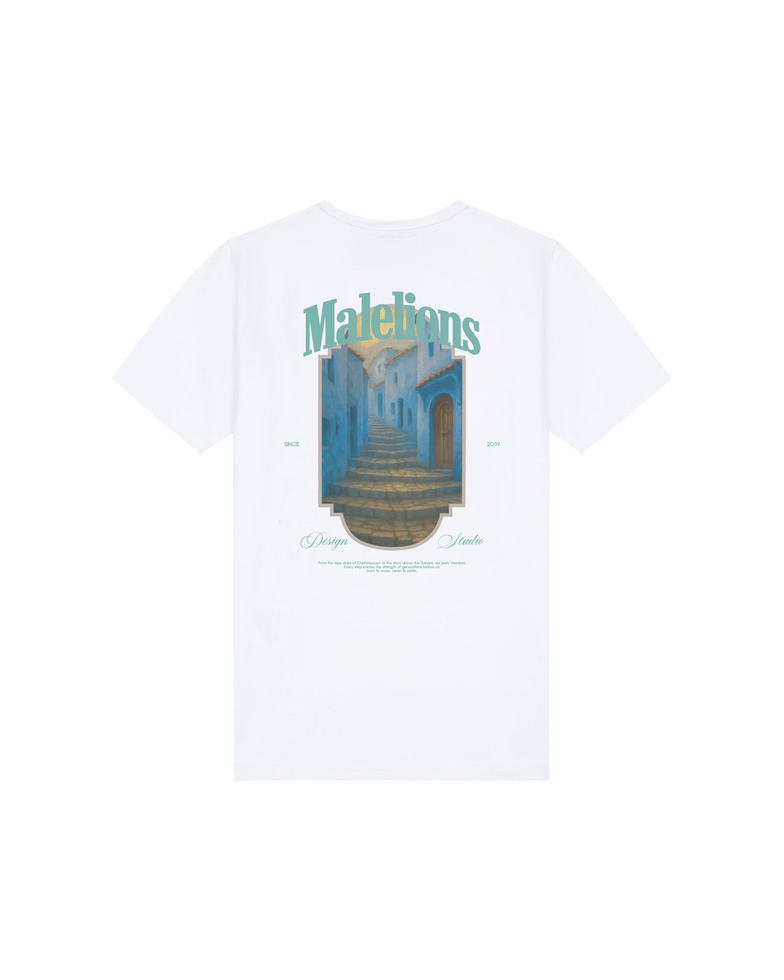 Malelions Junior Blue Stairs T-Shirt | White