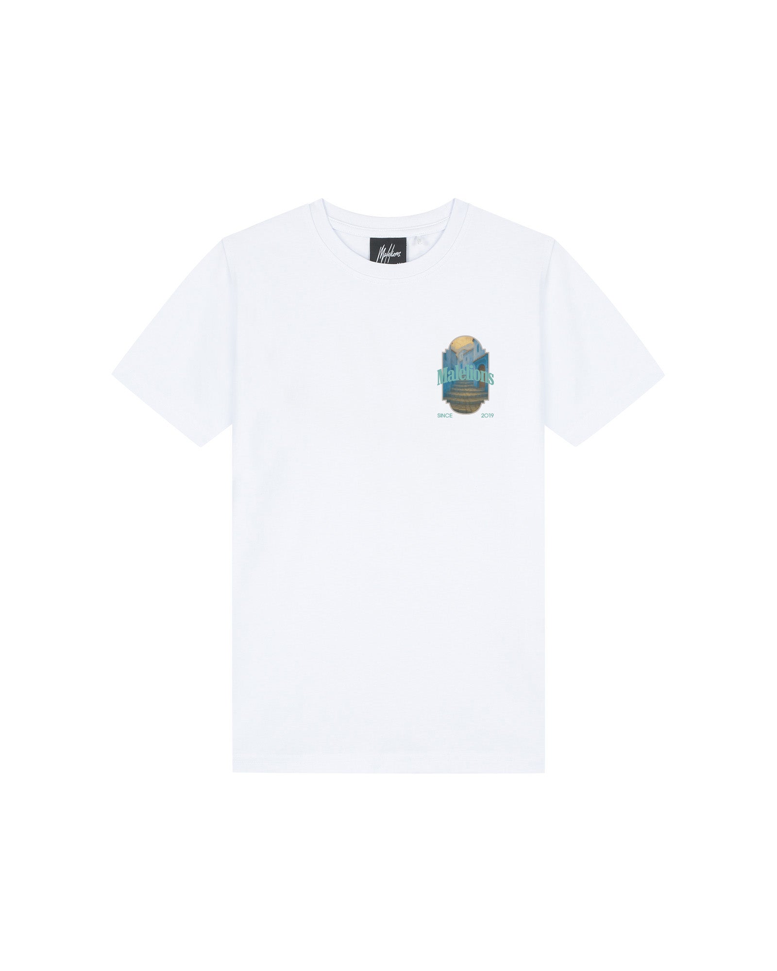 Malelions Junior Blue Stairs T-Shirt | White