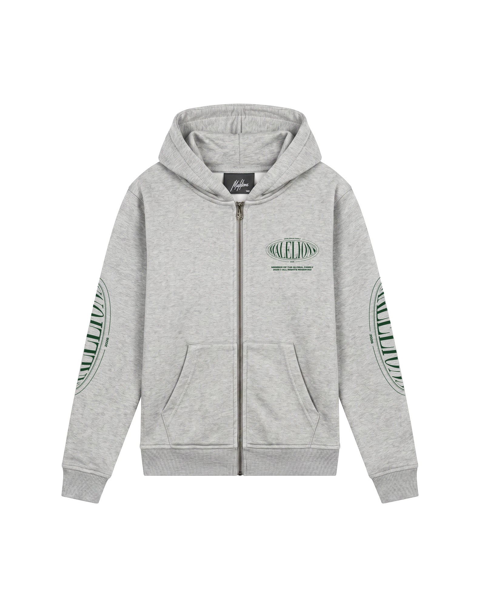 Malelions Junior Relaxed Lifestyle Zip Hoodie | Grey Melange