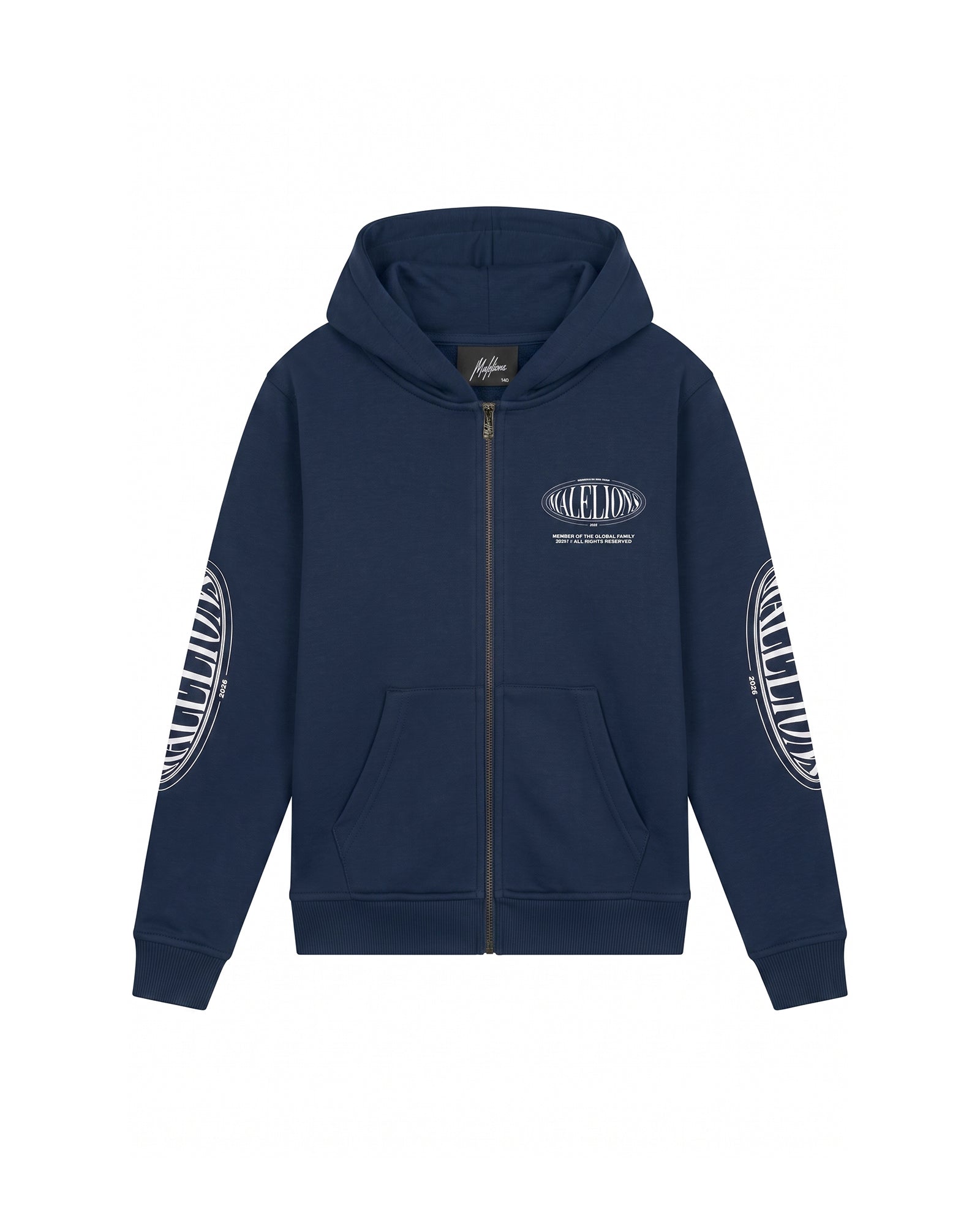 Malelions Junior Relaxed Lifestyle Zip Hoodie | Navy
