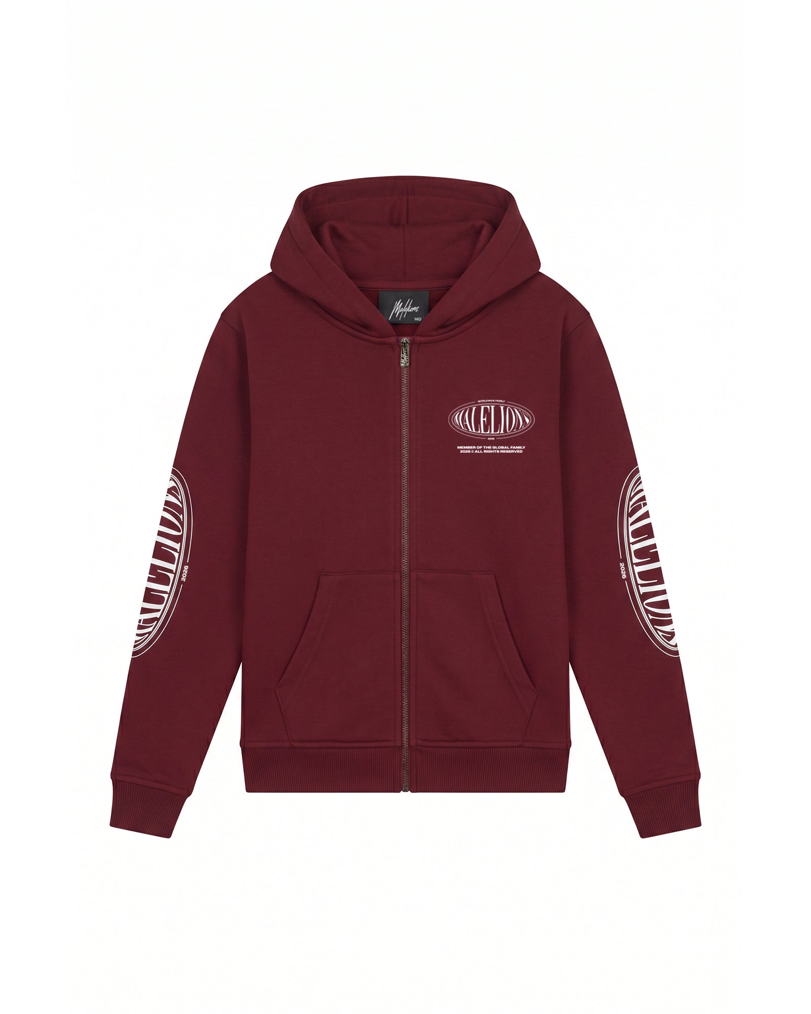 Malelions Junior Relaxed Lifestyle Zip Hoodie | Burgundy