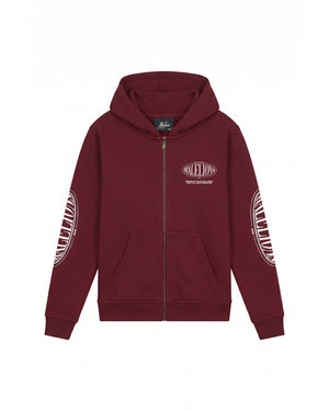 Malelions Junior Relaxed Lifestyle Zip Hoodie | Burgundy