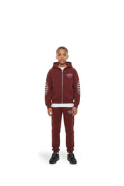 Malelions Junior Relaxed Lifestyle Zip Hoodie | Burgundy