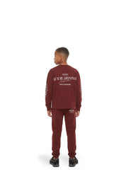 Malelions Junior Relaxed Lifestyle Longsleeve T-Shirt | Burgundy