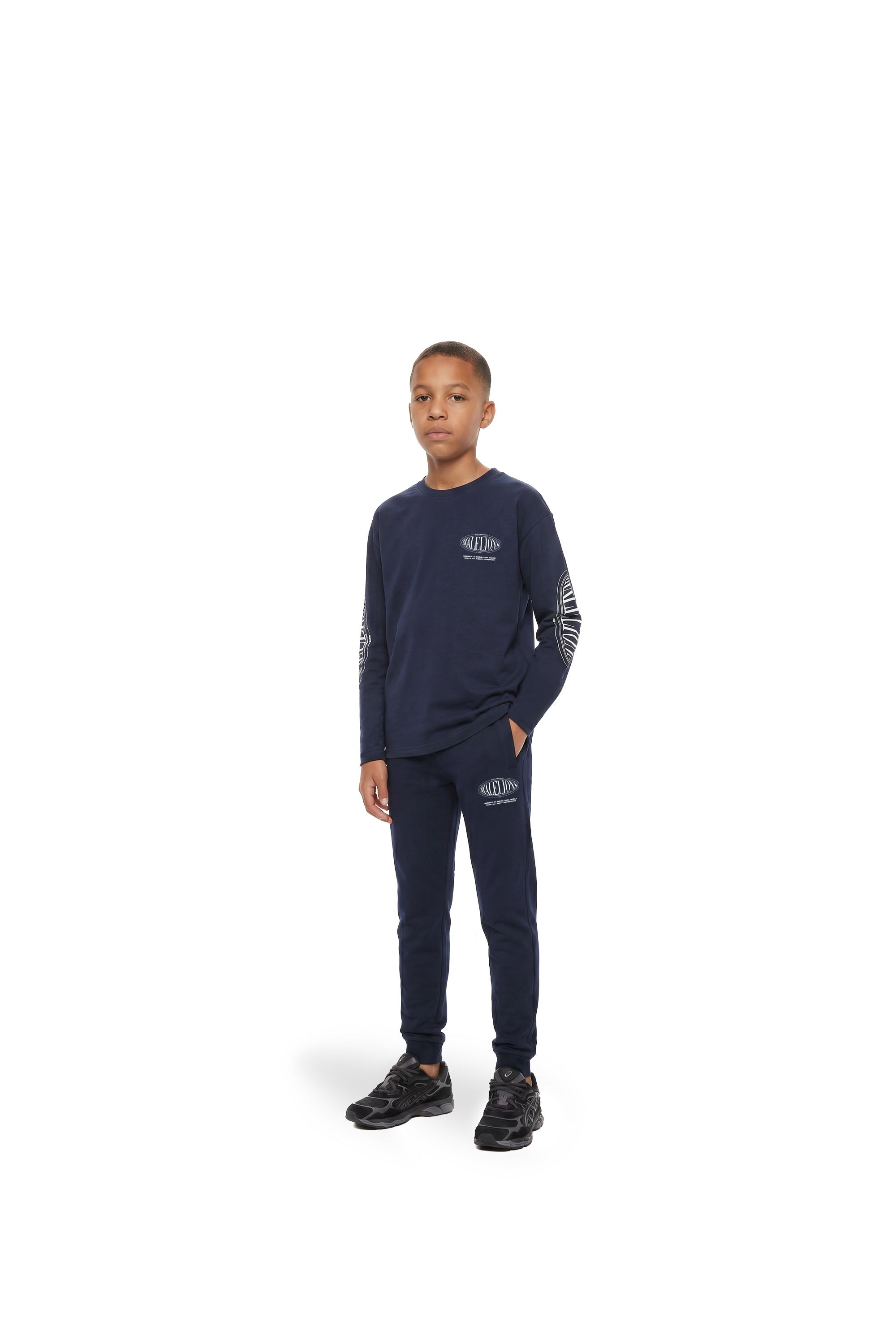 Malelions Junior Relaxed Lifestyle Longsleeve T-Shirt | Navy