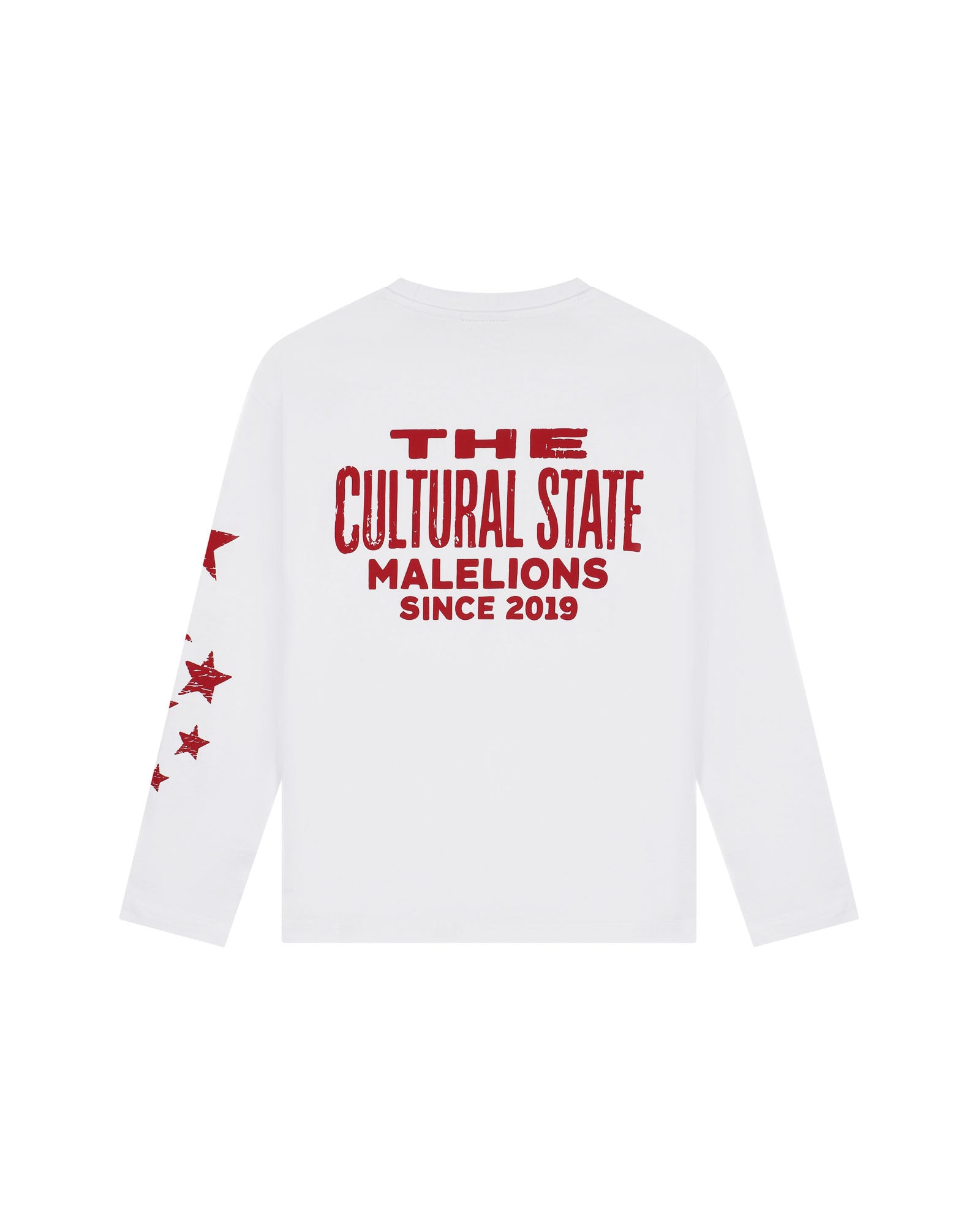 Malelions Junior Relaxed Star Longsleeve T-Shirt | White/Red