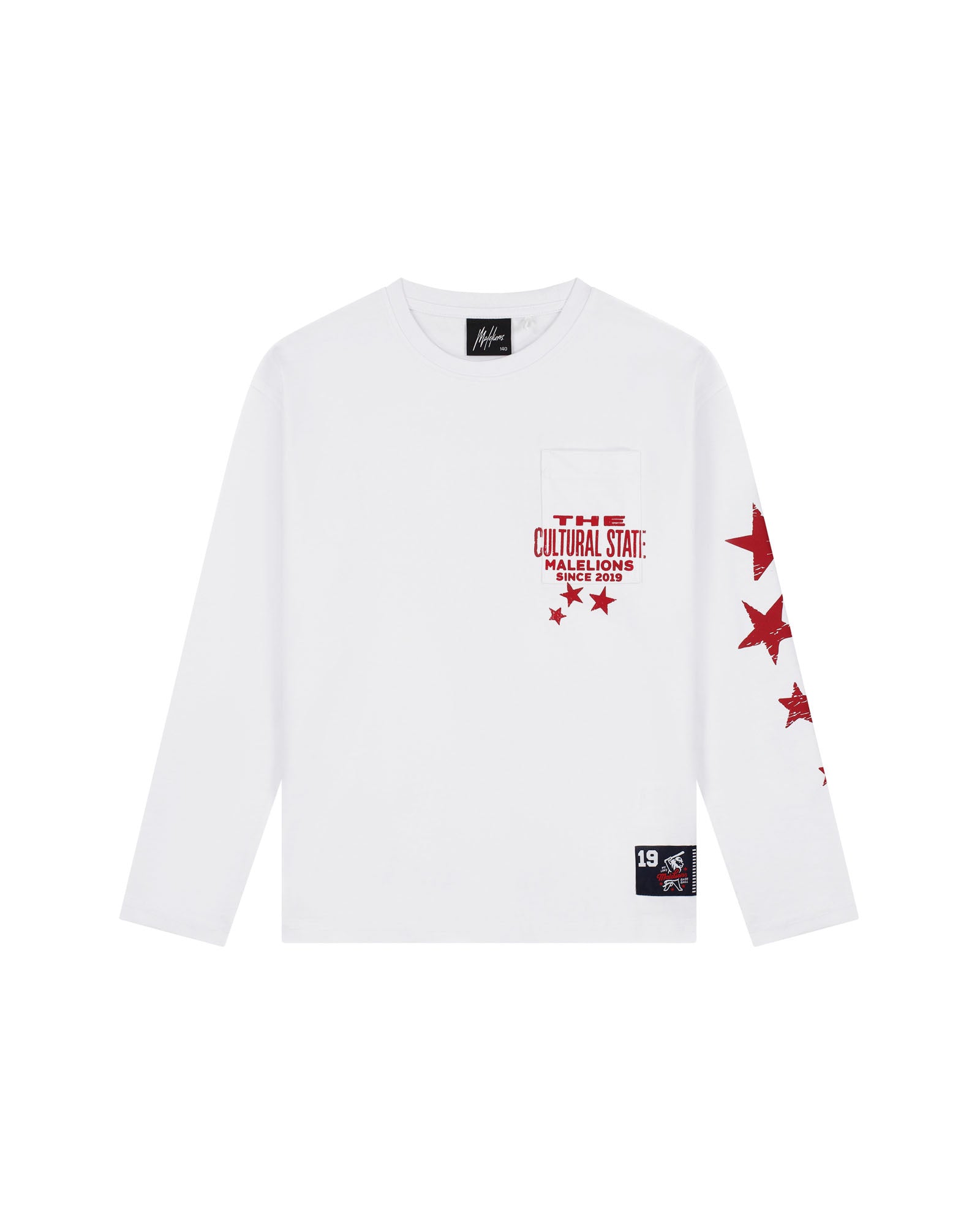 Malelions Junior Relaxed Star Longsleeve T-Shirt | White/Red