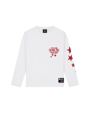 Malelions Junior Relaxed Star Longsleeve T-Shirt | White/Red