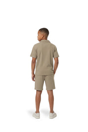 Malelions Junior Ribbed Script Shorts | Olive Green