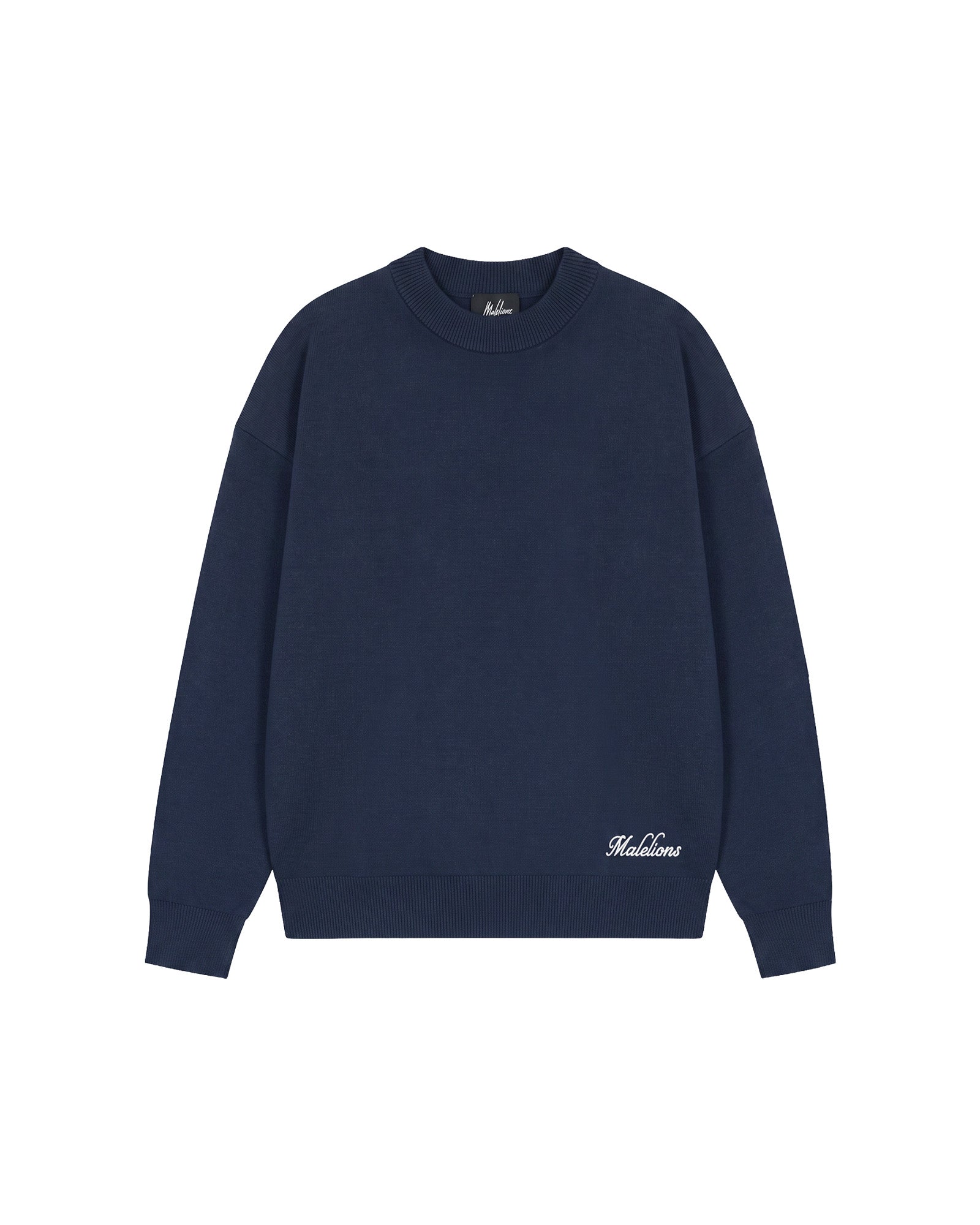 Malelions Junior Knitted Script Sweater | Navy