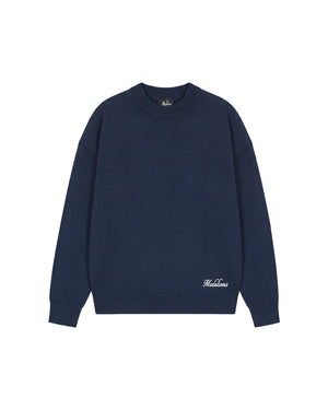 Malelions Junior Knitted Script Sweater | Navy
