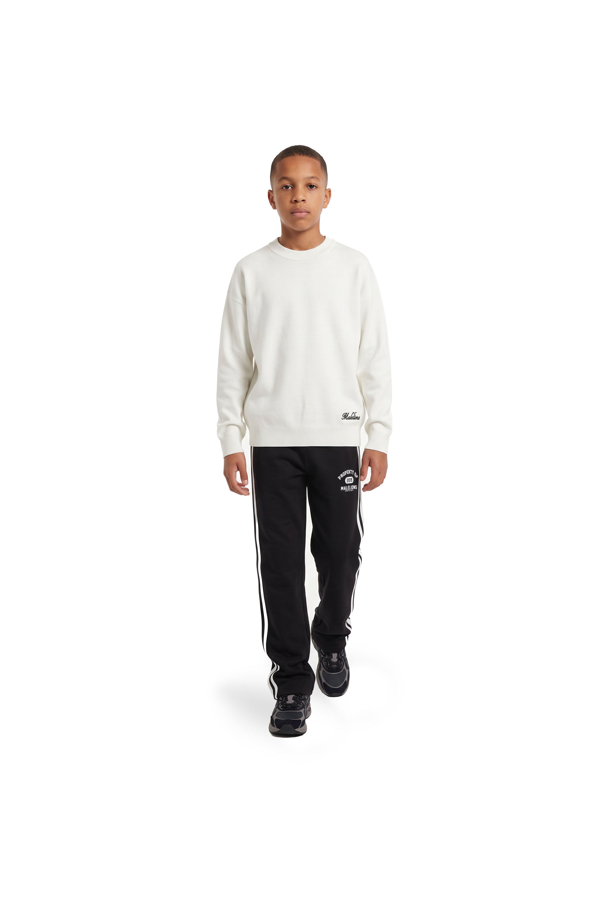Malelions Junior Knitted Script Sweater | Off-White