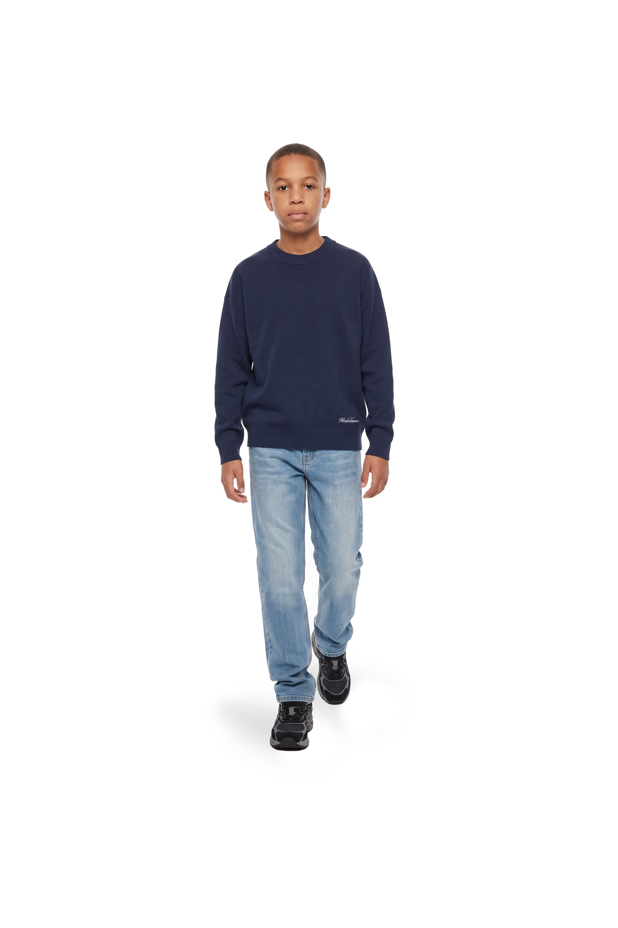 Malelions Junior Knitted Script Sweater | Navy