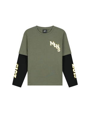 Malelions Junior College Double Layered Longsleeve T-Shirt | Dark Olive