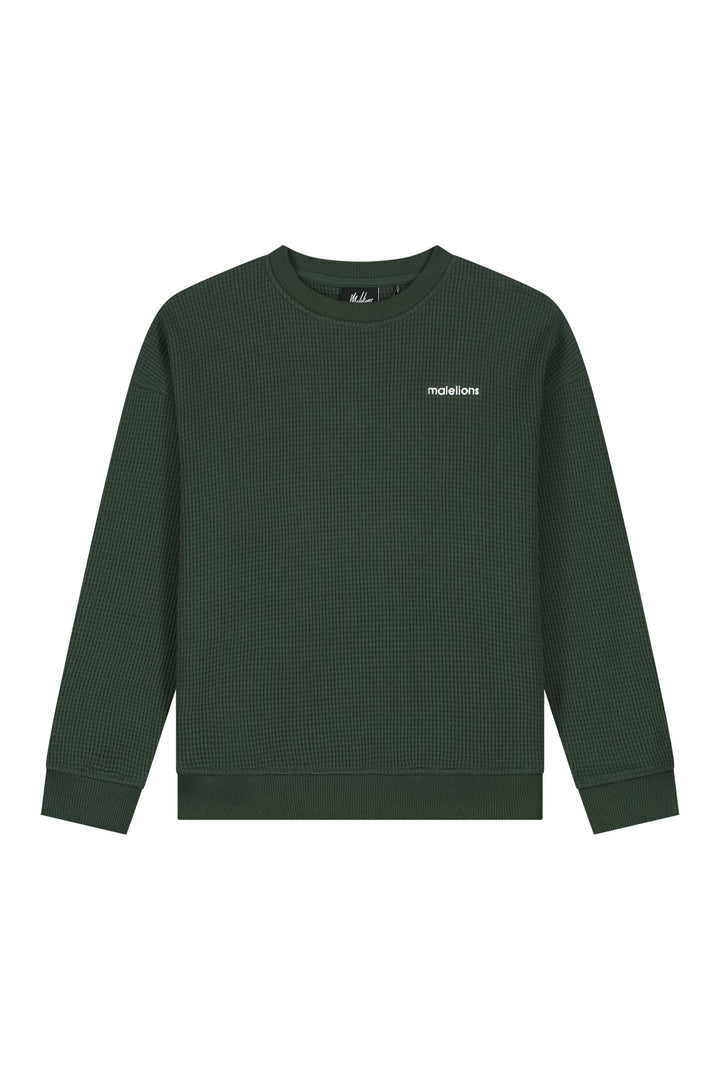 MJB50026019_43023_Malelions_Junior_Relaxed_Basic_Waffle_Sweater_Racing_Green_Front.jpg