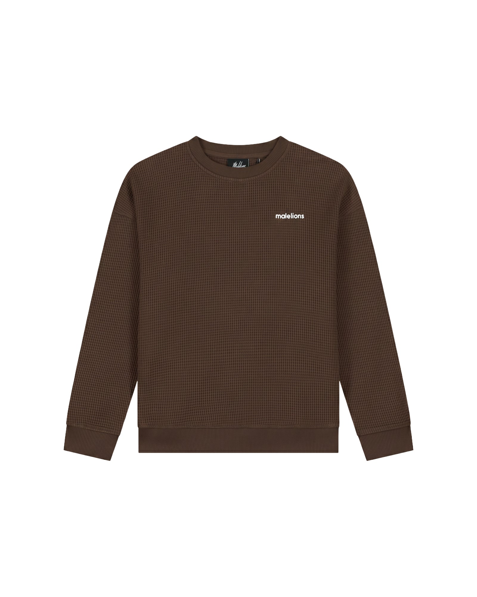 Malelions Junior Relaxed Basic Waffle Sweater | Brown