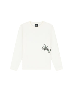 Malelions Junior Relaxed Flower Longsleeve T-Shirt | Off-White