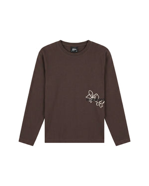 Malelions Junior Relaxed Flower Longsleeve T-Shirt | Brown