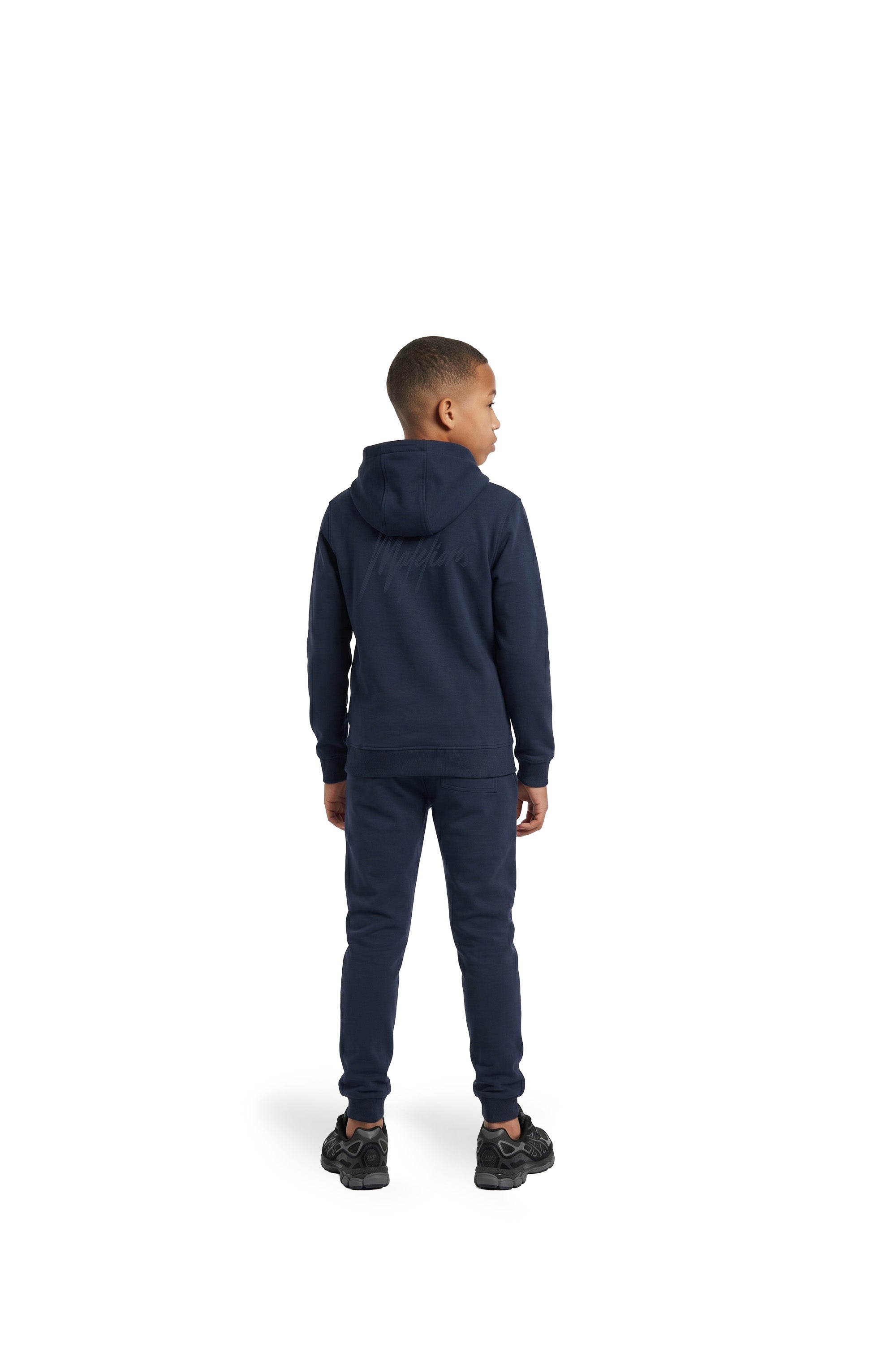 Malelions Junior Striped Signature Hoodie | Navy