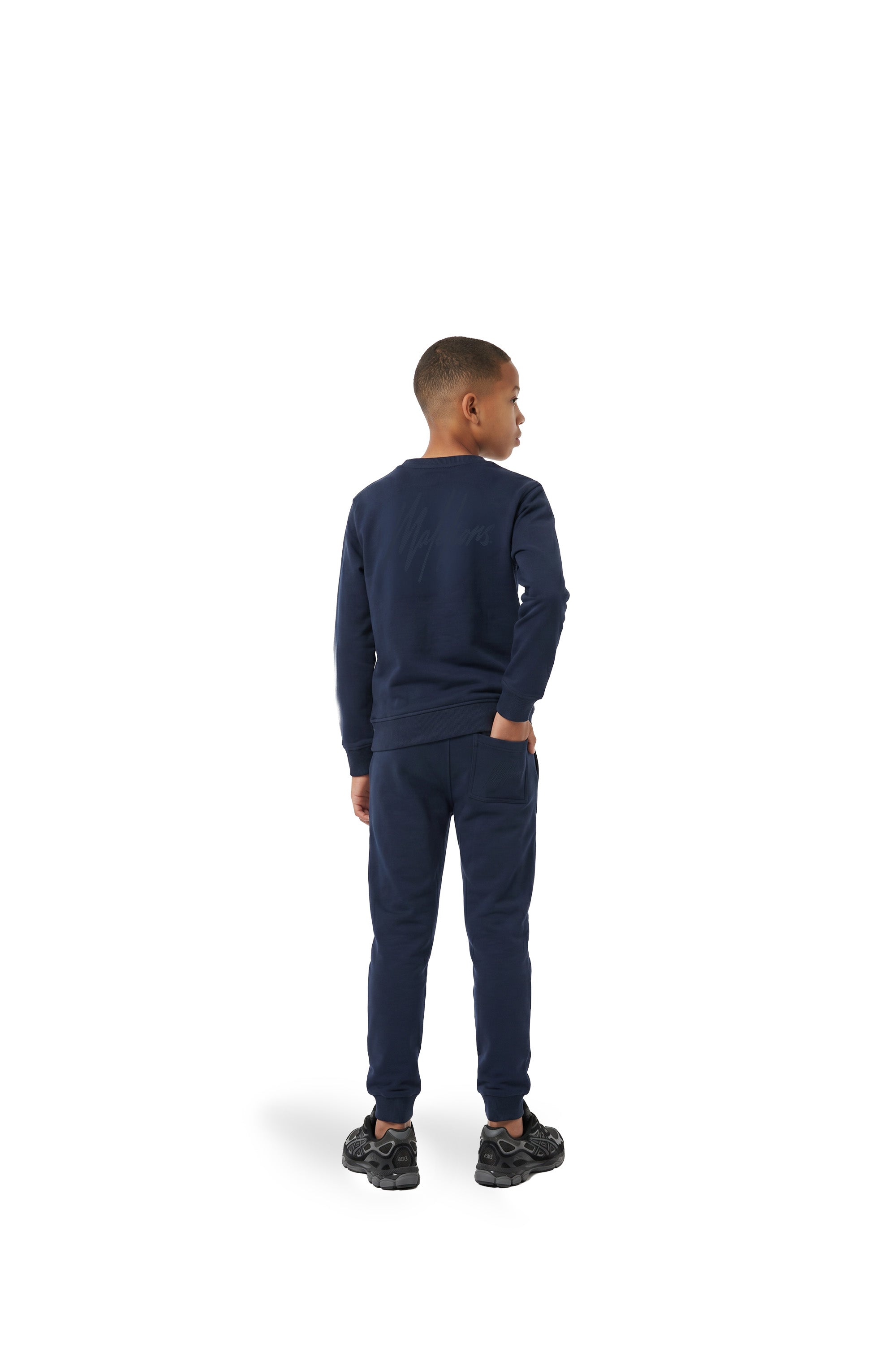 Malelions Junior Striped Signature Sweater | Navy
