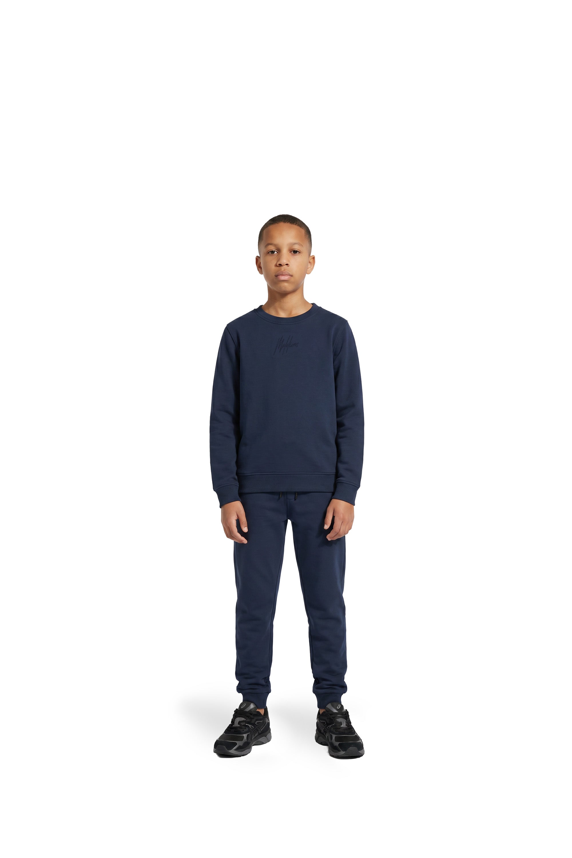 Malelions Junior Striped Signature Sweater | Navy