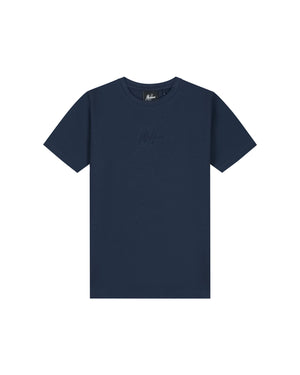 Malelions Junior Striped Signature T-Shirt | Navy