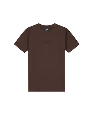 Malelions Junior Striped Signature T-Shirt | Brown