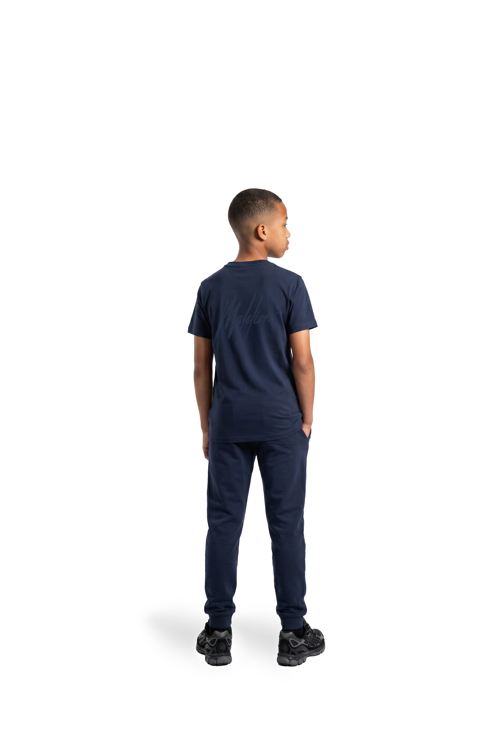 Malelions Junior Striped Signature Sweatpants | Navy